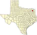 Map of Texas highlighting Titus County